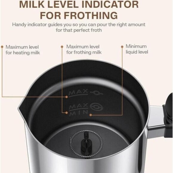 VAVA EB008 Milk Frother Electric Steamer Stainless Steel Foam Maker Latte BNIB - Picture 9 of 11